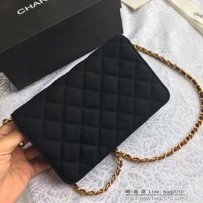 香奈兒CHANEL 最新爆款 正品開模 33814 進口羊皮 布料徽章發財包 DSC1562